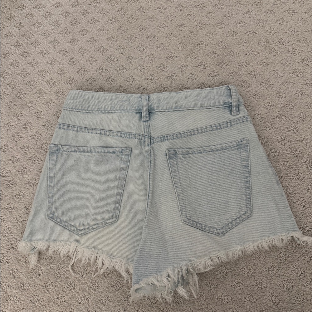PacSun High Rise Festival Denim Shorts Women’s Size 24 Light Wash Distressed - Picture 2 of 3
